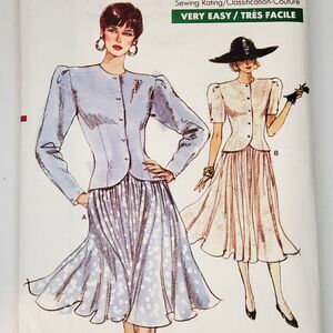 Vintage 80s Easy Very Vogue 2 Piece Skirt Blouse Pattern 7119 Sz 12 14 16 Uncut